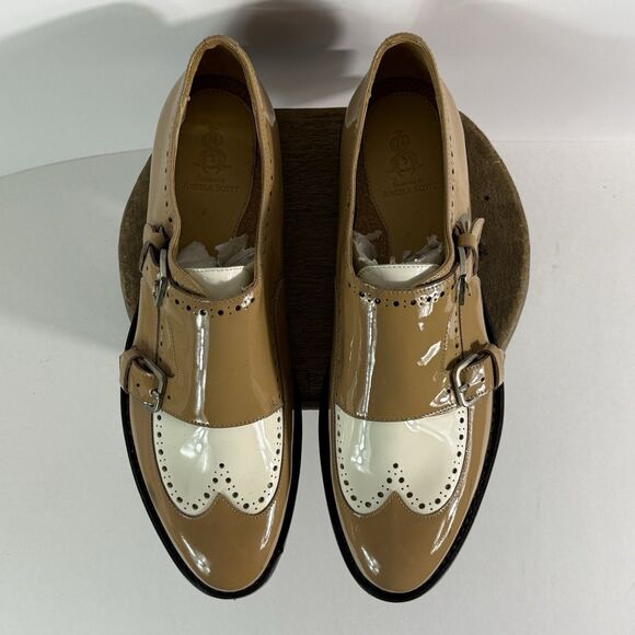 The Office Of Angela Scott Mr.York Monk Strap Shoe Patent Leather Beige&White 42 - Picture 9 of 16